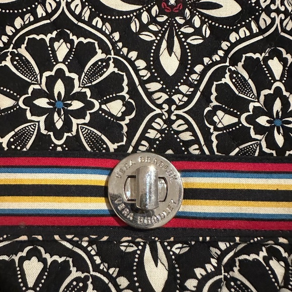 Vera Bradley shoulder bag. Like new! Black and white with red and blue accents. - Picture 2 of 3